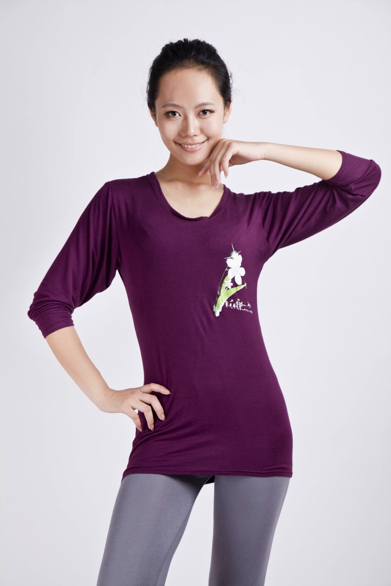 紫紅色瘦身打底衫8